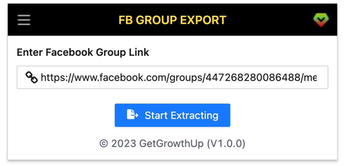 Facebook Group Export Screenshot